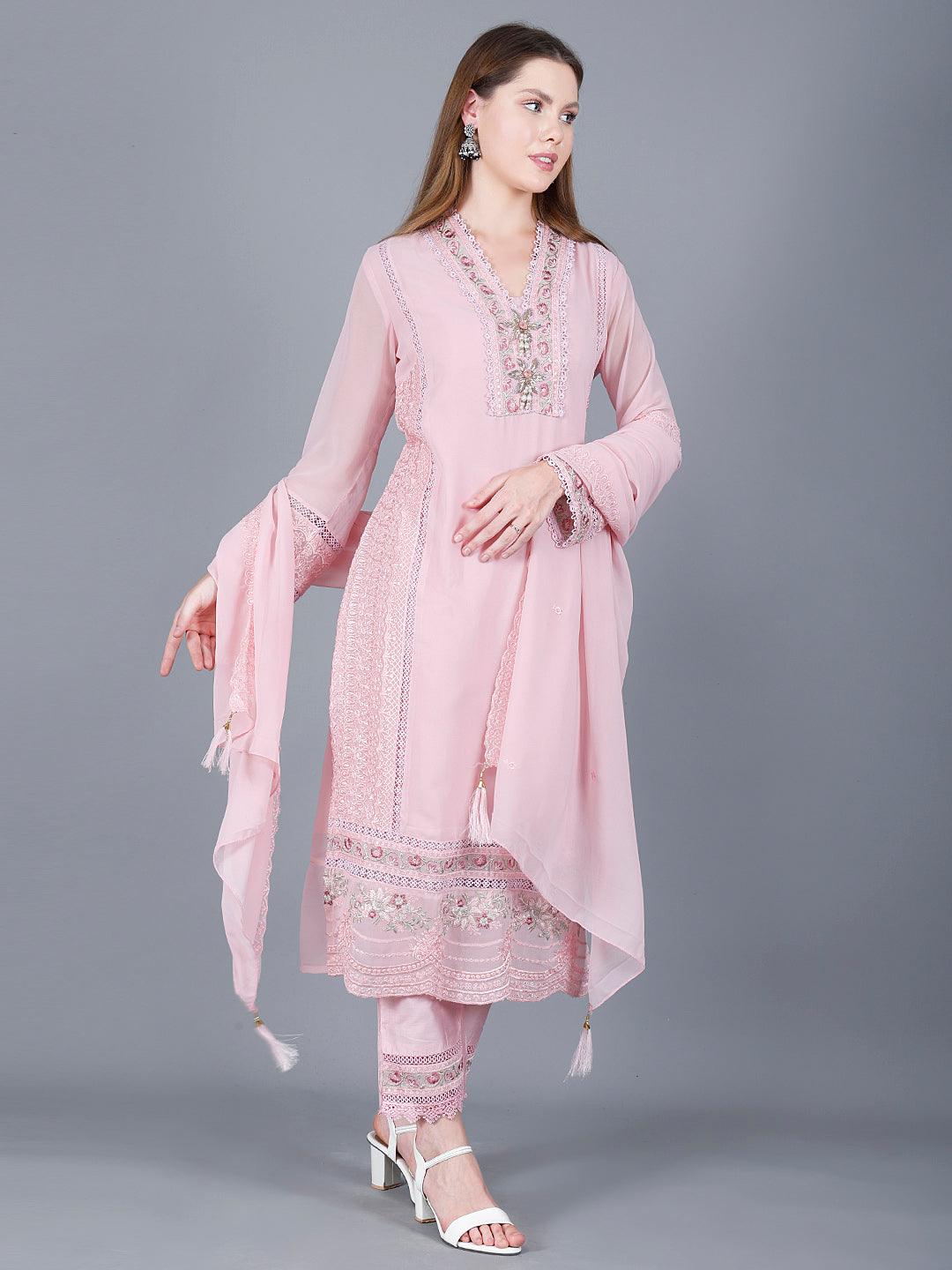 Sufiana 3-Piece Georgette Pink Pakistani Suit XL arica-pink-p2-xl-ethnic-suit-500